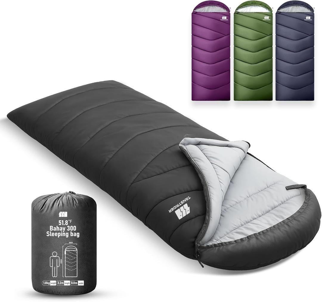 Sleeping Bags for Adults Cold Weather & Warm,Backpacking Camping Sleeping Bag for Tall Girls Boys,Lightweight,Compact,Waterproof Camping Gear for Traveling,Hiking,Hotel,Outdoor & Indoor (4lb-Black(R Zip))