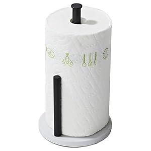 Matte Black Paper Towel Holder, Stainless Steel Paper Towel Holder for Kitchen Roll Organize, Standard or Jumbo-Sized Roll Paper, Countertop Roll Dispenser with Marble Base