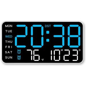 Large Display USB Digital Alarm Clock, Clock with Temperature Display, Voice Control, for Bedroom Living Room Or Office Environment(D)
