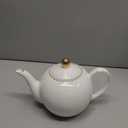30oz White Porcelain Teapot, Classic design tea pot with Gold Trim, Beautiful white teapots for loose leaf tea and tea bags, Tea Party friendly
