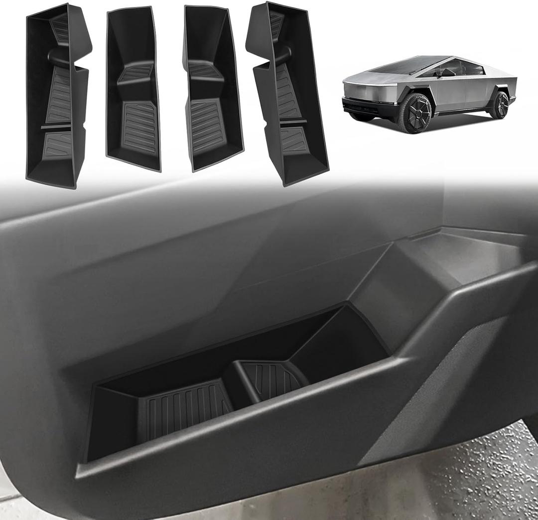 BestEvMod 4PCS Front & Rear Door Side Storage Organizer Compatible with Tesla Cybertruck 2025 2024 Interior Accessories Inner Door Handle Storage Insert Tray Box TPE Material Anti-scratch (Lower)