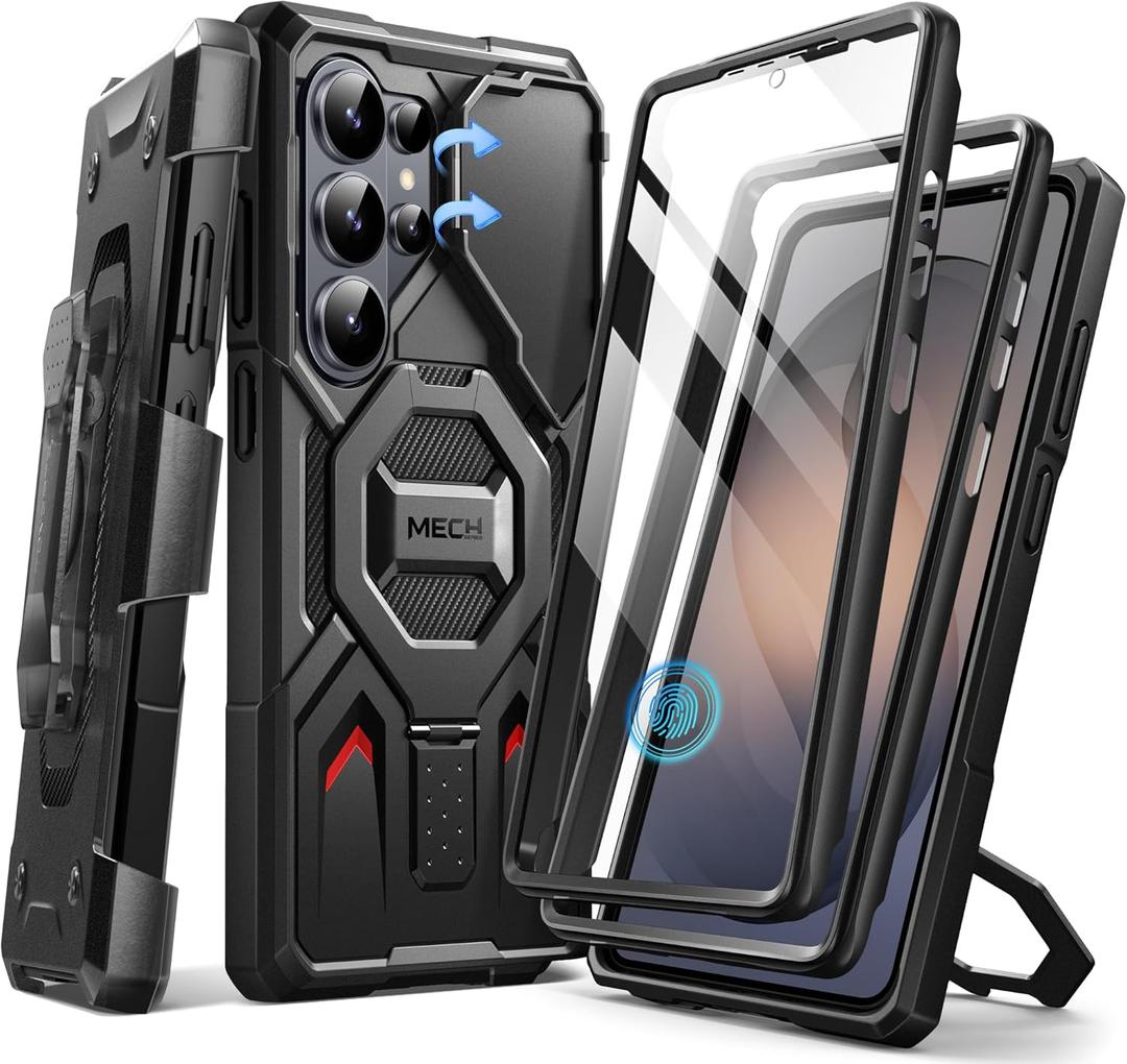 TONGATE Magnetic Stand for Samsung Galaxy S26 Ultra Case, Compatible with Magsafe, [Camera Cover & 2 Front Frames][Military Drop Protection] S26 Ultra Case Builtin Screen Protector & Belt Clip, Black