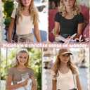 LessonZoo 3 Pack Girls Shirts Scoop Neck Ribbed T Shirts Teens Short Sleeve Slim Fit Summer Tees for Kids Age 5-14(Cream, Mocha, Black,13-14 Years)