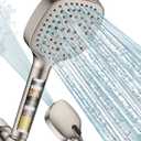MakeFit Filtered Shower Head with Handheld, 7 Modes High Pressure Handheld Showerhead with Filters, Detachable Shower Heads Water Softener Filters Beads for Hard Water - Remove Chlorine & Heavy Metals (Nickel Brushed)