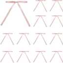 MECCANIXITY 100 Pcs 5x7 Twist Tie Bows Satin Ribbon Bows Wrapping Bows for Craft DIY Sewing Wedding Decor Birthday Party Treat Bags Soft Pink