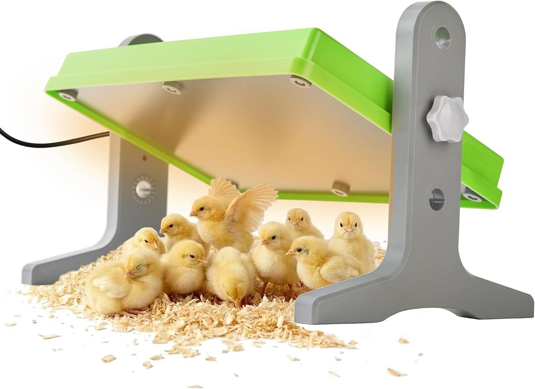 Fuzzy Bird Chick Brooder (12''*8'') Brooder Heater for Chicks Ducks and Birds Incubation Heating Keep Chicks Warm Newly Upgraded Temperature Adjustable Height Adjustable Chick Heating Plate - Green