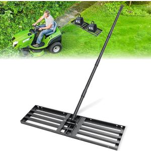 Lawn Leveling Rake Heavy Duty Stainless Steel Landscaping Tool, 34" X 9.4" Yard Leveling Rake with Sturdy Wire Rope Ideal for Backyard, Garden, Golf Course, Farm, Pasture
