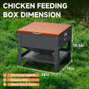 Metal Chicken Feeder, 80 lbs Large Capacity Standing Poultry Feeding Box, Galvanized Steel Construction, Waterproof Lid for Outdoor Use, No-Waste Design for Hens and Roosters