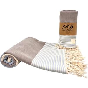 100% Cotton Turkish Beach Towels Great for Beach, Bathroom Towels Adult Travel Essentials Cruise Accessories Vacation Yoga Mat Soft Feel High Absorbent Sand Free Quick Dry (Apollania Blue Brown)