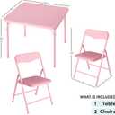 Heritage Kids Pink Kids Activity Table and Chair Set,3-Piece Furniture Set with 1 Square Table & 2 Folding Chairs, Playroom Table Set for Ages 3+