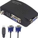 XMSJSIY BNC to VGA Video Converter, S-Video Input to VGA Output, Supports PAL/NTSC, Easy to Install and Operate