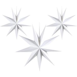 SUNBEAUTY 3 Pcs 9-Pointed White Paper Star Lanterns 12 Inch Hanging Lampshade Wedding Birthday Christmas Home Party Decoration