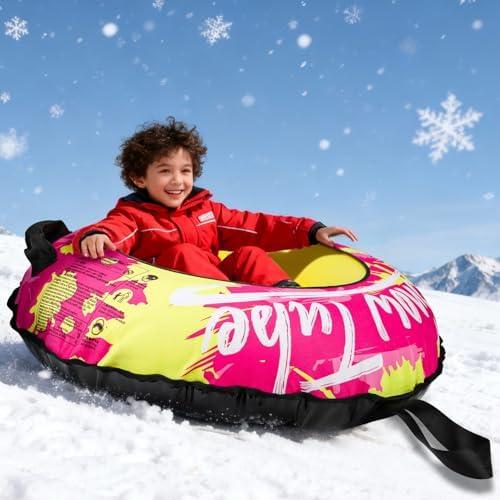 Premium Eco-Friendly Snow Tube - Ultra-Durable Recycled Fabric Cover, Puncture-Resistant, with Comfort Handles & Tow Rope for All-Terrain Snow Sledding