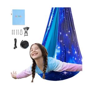OUTREE Sensory Swing for Kids, Double Layer Therapy Hammock, Indoor Swing with 360° Swivel Hanger Kit and Adjustable Straps, Autism Sensory Product for Autism, ADHD (Blue Starry-Sky Printed)