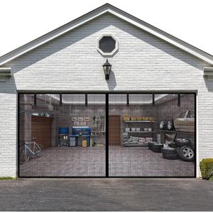 LIAMST Garage Door Screen for 2 Car Garage Door-16x7FT Reinforced Fiberglass Garage Screen, Magnetic Garage Screen Door (Black)