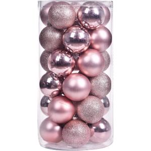30ct Christmas Ball Ornaments, 2.36" Shatterproof Christmas Tree Decorations, Perfect Hanging Ball for Indoor/Outdoor Holiday Wedding Party Decor (Rose Gold)