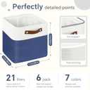 FinishingBo Cube Storage Baskets 6 Pack, 11x11 inch Cube Storage Bins with Leather Handles for Shelf Closet (White/ Blue)