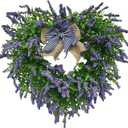 Lavender Heart Shape Wreath Artificial Lavender Garland Valentine's Day Festival Wedding Hanging Decoration - Style B