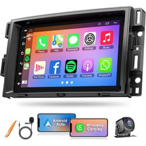 4+64 Android 13 Car Stereo for Chevrolet Chevy Silverado Suburban Tahoe GMC Sierra Yukon, 7" IPS Touch Screen Car Radio Build-in GPS Wireless CarPlay/Wired Android Auto, Backup Camera/DSP/SWC
