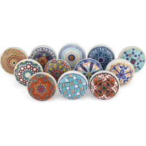 Cabinet Knobs for Dresser Drawers - Assorted Decorative Mandala Door Pull Handle Kitchen Cupboard Knobs Interior Decor - Multicolor - Set of 12