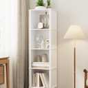 Bookshelf, Modern 4-Tier Bookcase, Open Storage Book Shelf, 11 14.2 50.4 Inches, Small Narrow Bookshelves for Living Room, Home Office, Bedroom, White