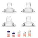 Sippy Spout Nipples for Lansinoh, MAM and Evenflo (Wide Neck) Baby Bottles, 4-Count, Soft Spout, Food Grade Silicone, BPA-Free, Variable Flow, Spill-Proof, Converts Baby Bottles to Sippy Cup 4+ months