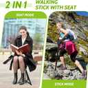 Folding Walking Cane with seat for Men & Women, 2-in-1 Adjustable Portable Cane Chair with Cushion for Seniors & Adults, Walking Stick with Seat with Carry Bag for Hiking Traveling