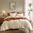 SE SOFTEXLY Muslin Duvet Cover King Size, 100% Washed Cotton Duvet Cover Set, Ultra Soft Comforter Cover Linen Like, 3 Pieces Minimalist Gauze Duvet Cover with 2 Pillowcases, 90"x104", Off-White