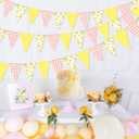 Lemon Party Decorations - 3PCS Lemon Bunting Banners, Pink and Yellow Lemon Triangle Banner Garland for Lemonade Wedding Engagement Bridal Shower Bachelorette Baby Shower Birthday Party Decor