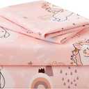 JSD Pink Unicorn Kids Sheet Set Twin Size, 3 Piece Girls Rainbow Printed Microfiber Bed Sheets Deep Pocket