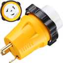 Kanayu 30 Amp to 50 Amp RV Adapter NEMA TT-30P Male to SS2-50R Female Lock, Heavy Duty RV Shore Power Converter for Travel Trailer, Marine Grade Locking Plug, 125V/3750W