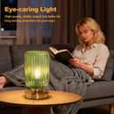 Cordless Table Lamp for Bedroom, 7500mAh Rechargeable Battery Operated Lamp, Modern Touch Dimmable Wireless Lamp Gold Base Green Glass Shade for Living Room, Desk, Led Bulb Included