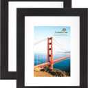 Scholartree Rustic Picture Frame with Mat (Black, 8x10 inches), Pack of 4