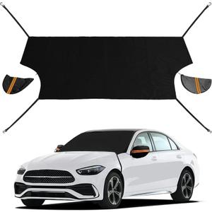 Windshield Cover for Cars, Trucks, Vans - 86x50 Inch Waterproof All Weather Winter Snow Frost Ice Sun Shade Cover with Side Mirror Covers, Automotive Exterior Accessories