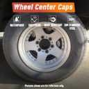 4-Pack Trailer Push Through Center Caps and Trailer Wheel Lug Sets - 4.25in Wheel Center Caps Matte Black Stainless Steel Hub Cap with 24 One-Piece Black 1/2-20 Lug Nuts for Truck RV​