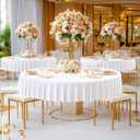 60 Inch White Round Tablecloth, 2 Pack Wrinkle Resistant 5ft Spandex Table Cover Circle, Washable Stretchy Table Cloth Round Cover for Banquet Wedding Birthday Dinner Party