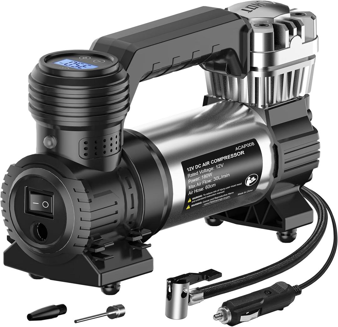 Avid Power Tire Inflator Portable Air Compressor, 30L/M Fast Inflation, Auto Tire Inflator with Gauge, Portable Air Pump for Car Tires & Many inflatables, Compact Air Compressor