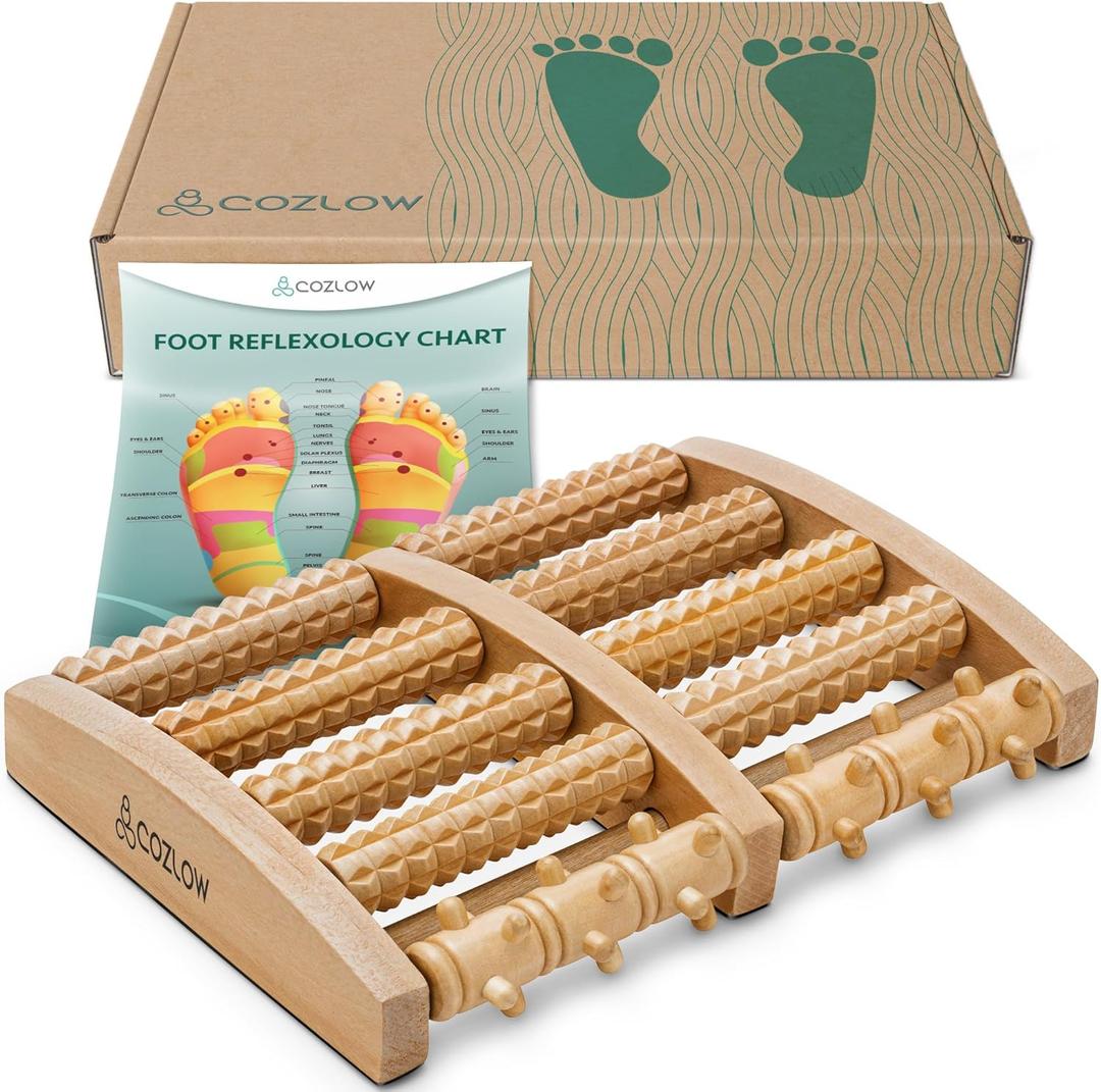 COZLOW - Foot Massager for Plantar Fasciitis Relief - Wooden Massage Roller with Arch Shape Design - Foot Pain Relief, Neuropathy, Heel Spur Pain, Stress Relief, and Relaxation - Muscle Therapy Tool