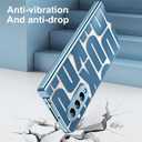 Case for Samsung Galaxy Z Fold 4 5G, Fashion Pattern Hinge Protection Clear PC Cover with Screen Protector, Full Protection (Blue)