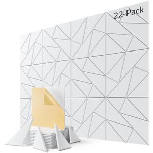 22-Pack Acoustic Panels,12"x12"x0.4" Soundproof Wall Panels, Peel & Stick Sound Proof Foam Panels for Walls, Geometric Noise Reduction Panels for Home Office,Studio (White)