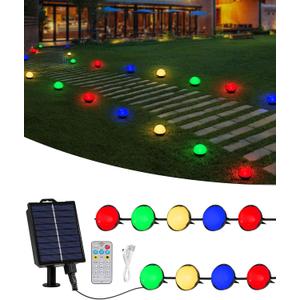 Solar Ground Lights Outdoor, 30 LED 40Ft Pathway Lights with Remote,Solar Garden Light Landscape Lighting for Patio Pathway Lawn Yard Deck Driveway Walkway Driveway Light (Multi-Colored)