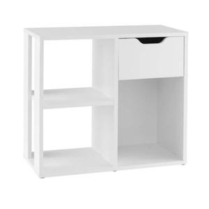 21 in. Tall White Engineered Wood 3-Shelf Bookcase with Pull-Out Drawer