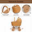 Handwoven Wicker Carriage Flower Basket, Rattan Stroller Shaped Planter for Shower Centerpiece, Vintage Wedding Floral Decor, Photography Props, Rustic Home Dcor