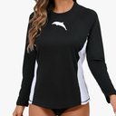 Halcurt Women's Long Sleeve Rash Guard Swim Shirt with Built in Bra Lightweight UPF50+ Quick Dry Swimsuit Top, L