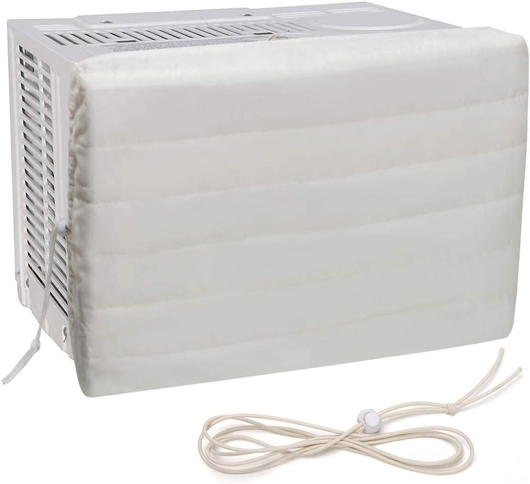 Luxiv Indoor Air Conditioner Cover, White Window Unit Protection Anti-Rust Adjustable Cover for Indoor Window AC with Free Elastic Straps (White, 27x20x2.5)