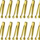 Mini Serving Tongs Set, 12 Gold Stainless Steel Tongs, 6.3 in for Sugar Cubes, Ice, Candy, Charcuterie, Coffee Bar