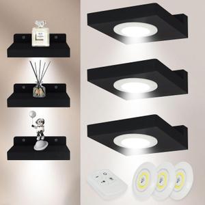 Small Floating Shelves for Wall Set of 3, 6 Inch Small Shelf Wall Mount Organizer, Wood Hanging Shelf for Living Room Bedroom Bathroom Kitchen Plant Photo Frame