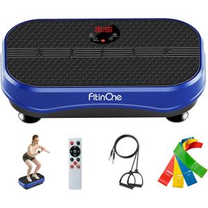 Vibration Plate Exercise Machine for Lymphatic Drainage Massager, 330 Lbs Capacity Full Whole Body Workout Equipment with Loop Bands for Women Men, Fitness Platform for Weight Loss