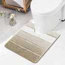 COSY HOMEER Toilet Rugs U-Shaped 24"x20", Ultra Soft Absorbent Bath Mat with Non-Slip TPR Backing, Machine Washable Shaggy Rug for Toilet, Beige