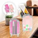 VILLCASE 4 Pack Mini Suitcase Favor Boxes - 6.5 Inch Portable Eyelash Storage Case with Rolling Wheels - Pink and Rose Red Lash Packaging Suitcase for False Eyelashes - Plastic Tiny Luggage